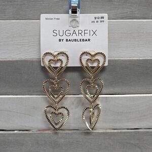 Stacked Gold Heart Drop Earrings - Gold | SUGARFIX by BaubleBar